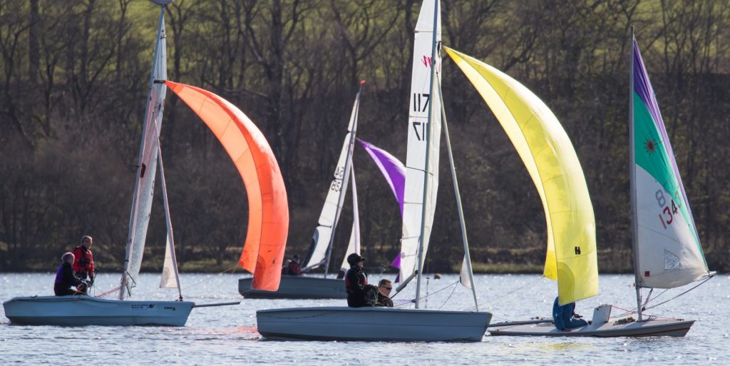 Dinghies racing on Castle Semple Loch
